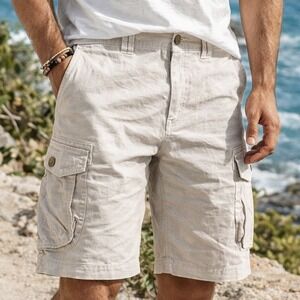 NWT Union Sea Wa Cargo Shorts Men 36 Khaki Outdoor Utility Pockets 100% Cotton
